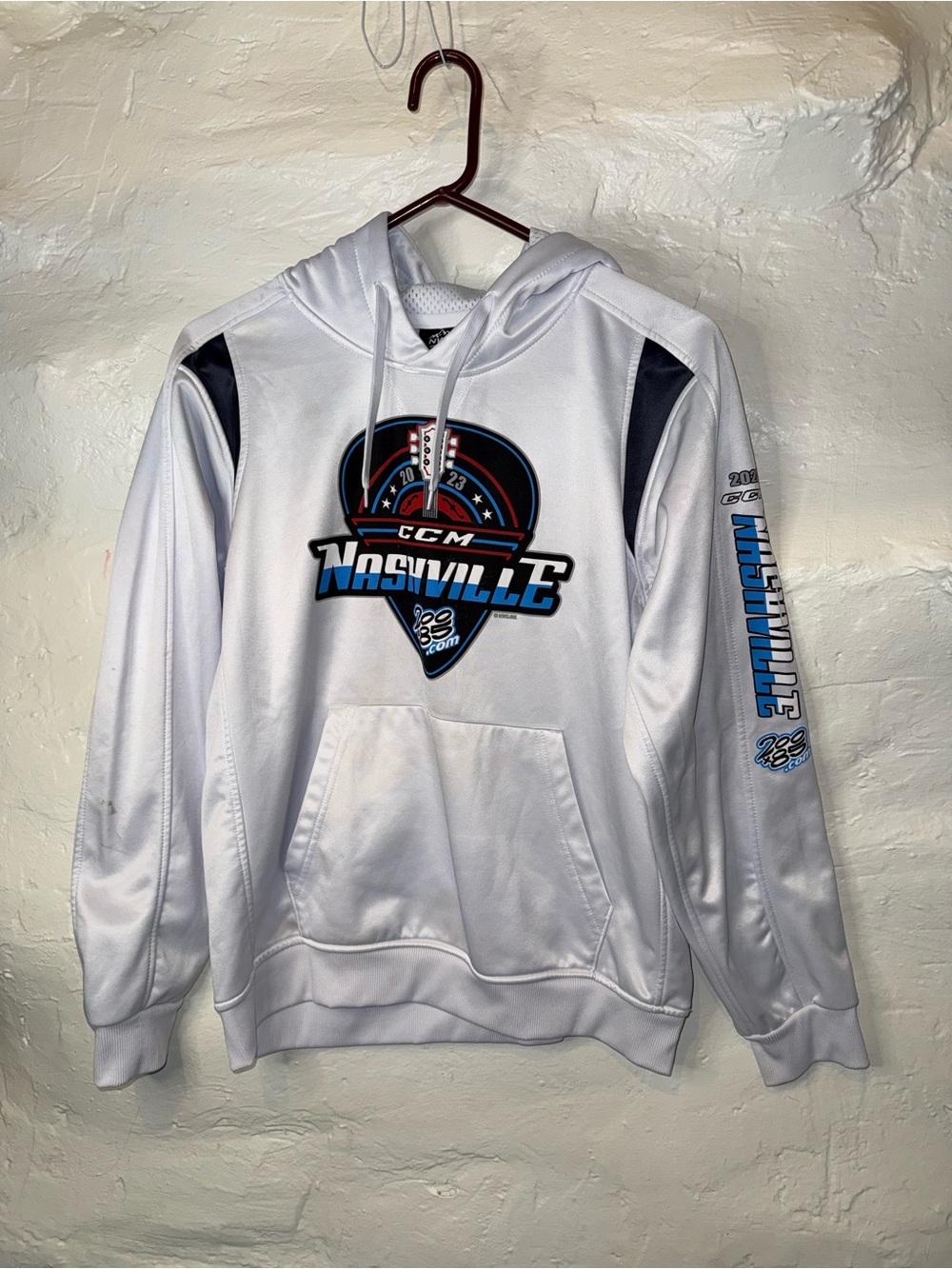 CCM White Nashville Hooded Team Pullover